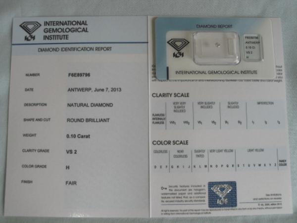 Diamant im Brillantschliff 0.08 ct / VS1 / F / Fair / mit IGI Report