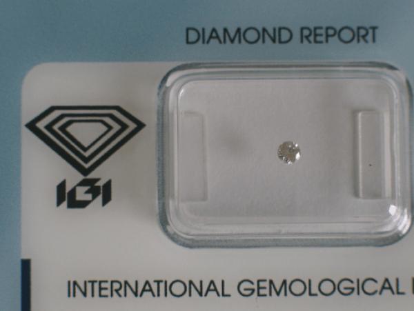 Diamant im Brillantschliff 0.07 ct / I1 / G / Fair / mit IGI Report