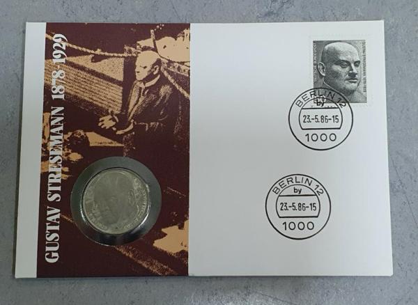 Numisbrief mit 5 DM Gedenkmünze "100. Geburtstag von Gustav Stresemann" aus 625er Silber