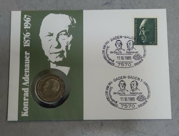 Numisbrief mit 2 DM Konrad Adenauer aus CuNi