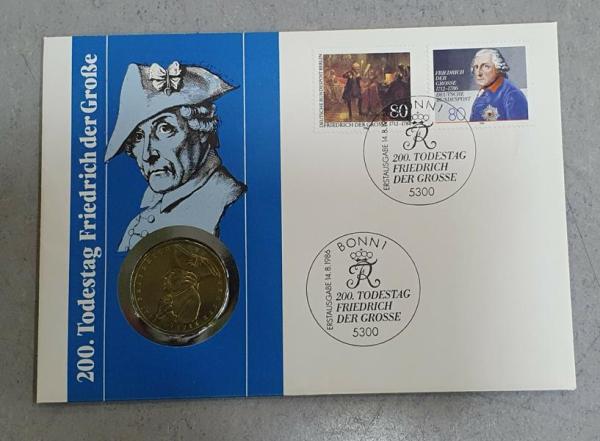 Numisbrief mit 5 DM Gedenkmünze "200. Todestag von Friedrich dem Großen" aus CuNi