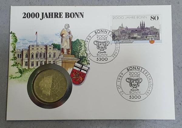 Numisbrief mit 10 DM Gedenkmünze "2.000 Jahre Bonn" 625er Silber