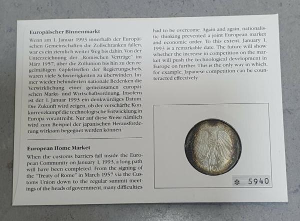 Numisbrief mit 10 DM Gedenkmünze "Europäischer Binnenmarkt" aus 625er Silber