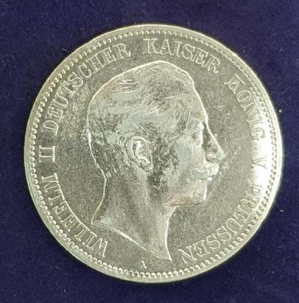 5 Mark 1907, Kaiser Wilhelm II, Deutsches Reich, Silber 900