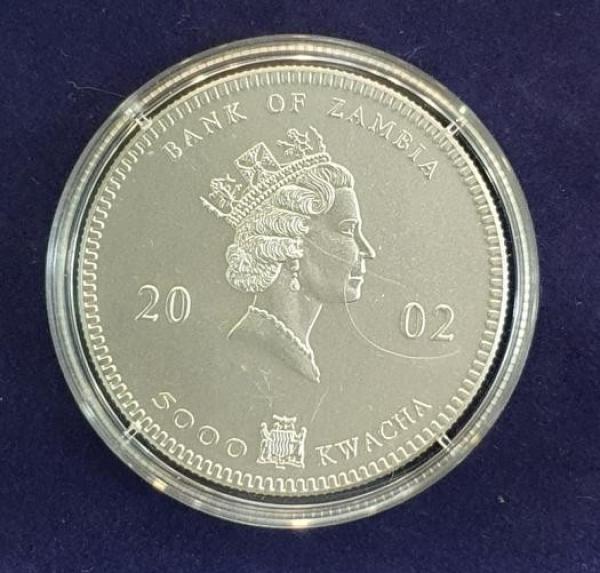 5000 Kwacha 2002, African Wildlife Elephant, Sambia, Silber 999