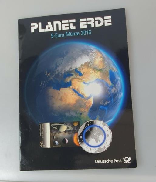 5x 5 EUR Gedenkmünzen "Planet Erde" 2016, BRD, CuNi, Polymer