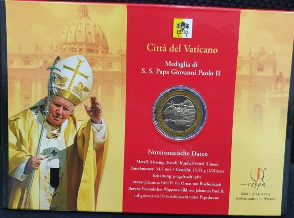 Papst Johannes Paul II - 85 Jahre - Festtagsbrief mit exclusiver Gedenkprägung, Reppa im Folder