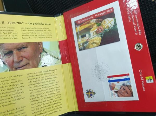 Papst Johannes Paul II - 85 Jahre - Festtagsbrief mit exclusiver Gedenkprägung, Reppa im Folder