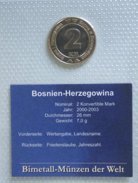 2 Konvertible Mark aus Bosnien-Herzegowina 2000