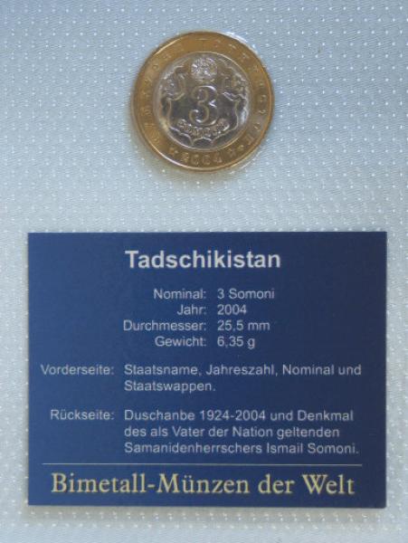 3 Somoni aus Tadschikistan 2004
