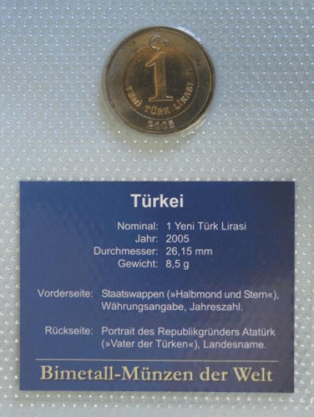 1 Yeni Türk Lirasi aus der Türkei 2005 im Blister