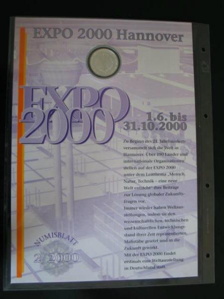 Numisblatt 2/2000 mit Gedenkmünze 10 DM Expo 2000 Hannover