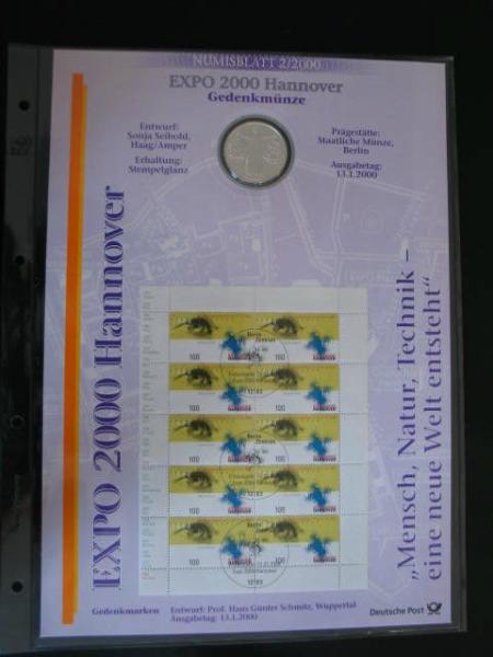 Numisblatt 2/2000 mit Gedenkmünze 10 DM Expo 2000 Hannover