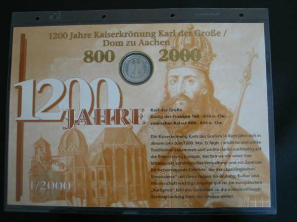 Numisblatt 1/2000 mit Gedenkmünze 10 DM Kaiserkrönung Karl der Große im Dom zu Aachen