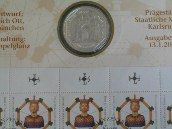 Numisblatt 1/2000 mit Gedenkmünze 10 DM Kaiserkrönung Karl der Große im Dom zu Aachen
