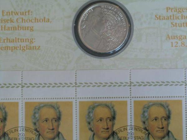 Numisblatt 3/1999 mit Gedenkmünze 10 DM Goethe 250. Geburtstag Weimar