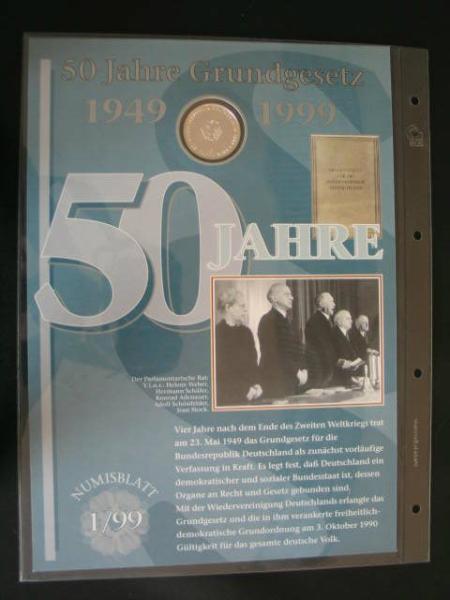 Numisblatt 1/1999 mit Gedenkmünze 10 DM 50 Jahre Grundgesetz