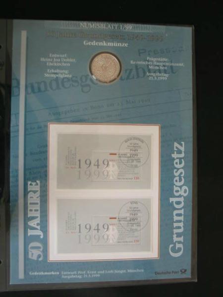 Numisblatt 1/1999 mit Gedenkmünze 10 DM 50 Jahre Grundgesetz