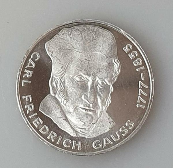 5 DM "200. Geburtstag von Carl Friedrich Gauss" Feinsilber: 7,0g