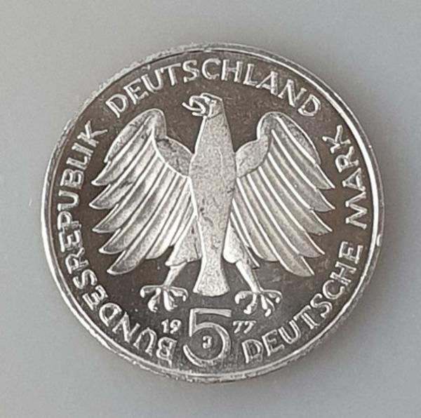 5 DM "200. Geburtstag von Carl Friedrich Gauss" Feinsilber: 7,0g