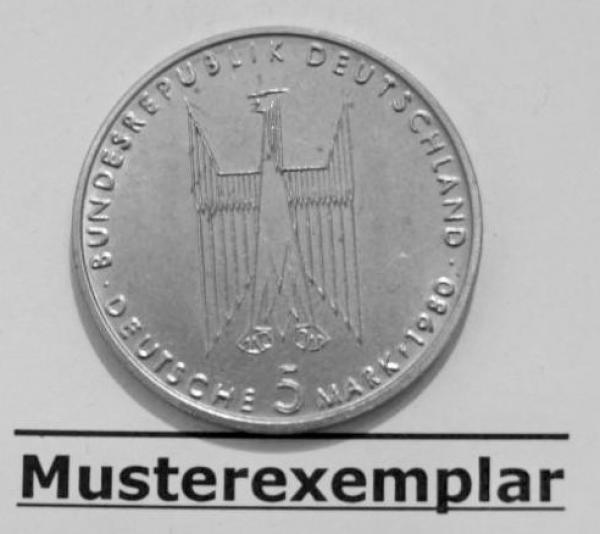 5 DM Gedenkmünze "100-Jahr-Feier der Vollendung des Kölner Doms" aus Cu/ Ni 1980
