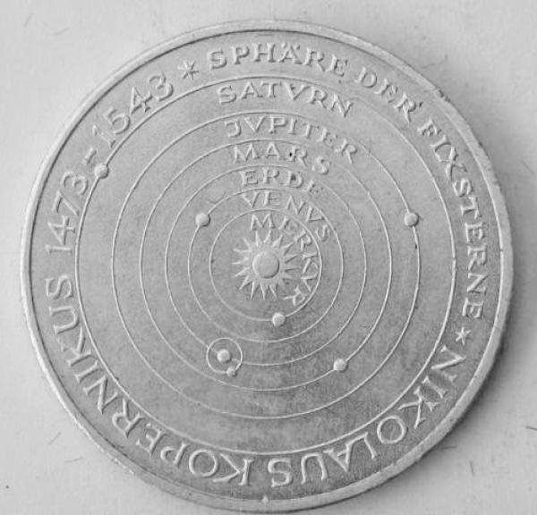 5 DM Gedenkmünze "500. Geburtstag von Nikolaus Kopernikus" aus 625er Silber 1973