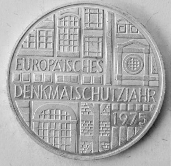 5 DM Gedenkmünze "Europäisches Denkmalschutzjahr" aus 625er Silber 1975