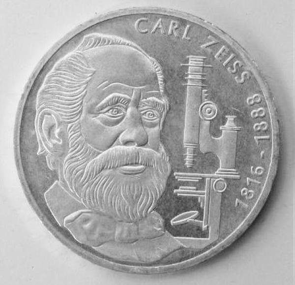 10 DM Gedenkmünze "100. Todestag von Carl Zeiss" aus 625er Silber 1988