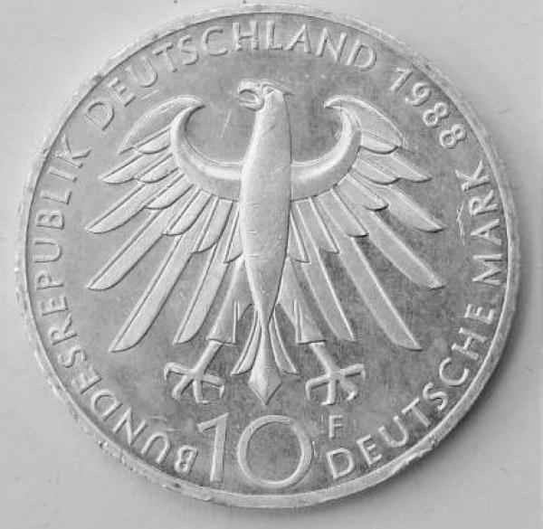 10 DM Gedenkmünze "100. Todestag von Carl Zeiss" aus 625er Silber 1988