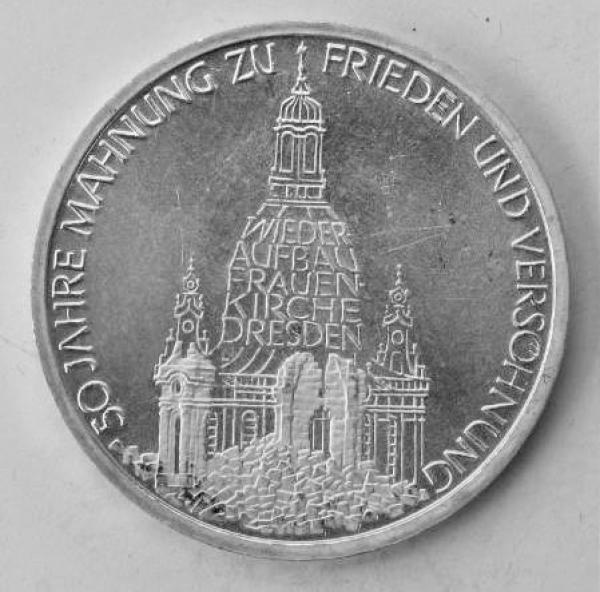 10 DM Gedenkmünze "Wiederaufbau der Frauenkirche Dresden" aus 625er Silber 1995