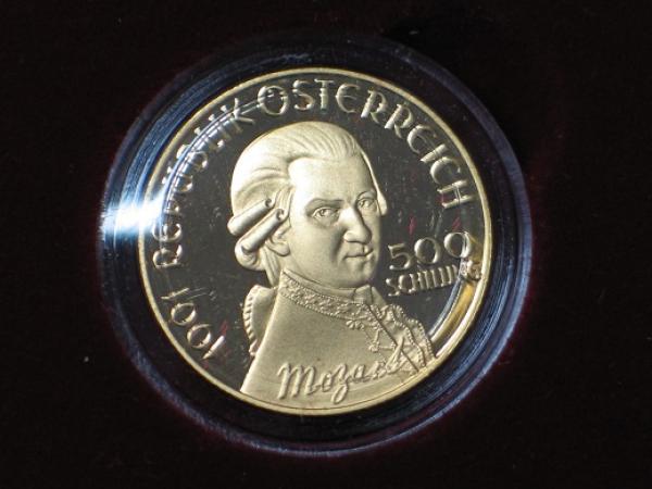 500 Schilling "Mozart - Don Giovanni", 1991 Österreich 986er Gold in OVP mit Zertifikat