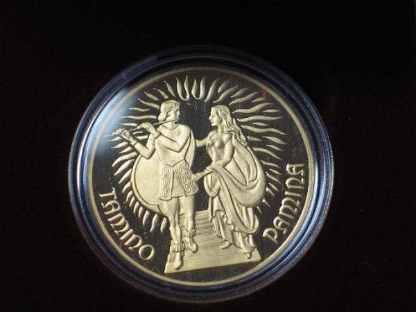 1000 Schilling "Mozart - Zauberflöte", 1991 Österreich 986er Gold in OVP mit Zertifikat