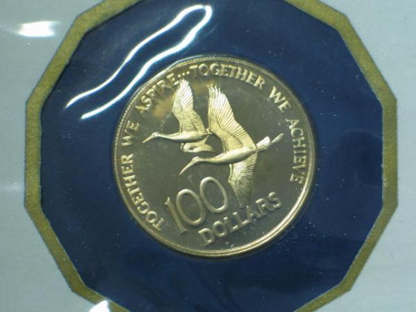 100 Dollar Goldmünze 1976, Trinidad & Tobago, Franklin Mint in OVP mit Zertifikat
