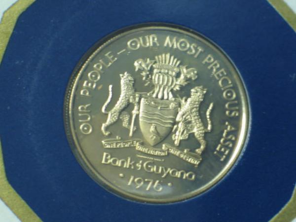 100 Dollar Goldmünze 1976, Guyana, Franklin Mint in OVP mit Zertifikat