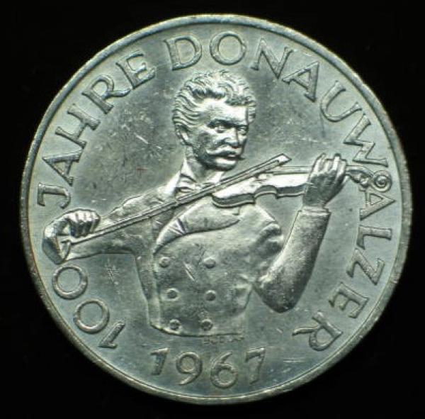 50 Schilling "100 Jahre Donauwalzer" 1967, Österreich 900er Silbermünze