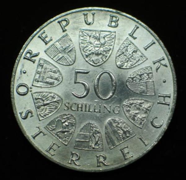 50 Schilling "100 Jahre Donauwalzer" 1967, Österreich 900er Silbermünze