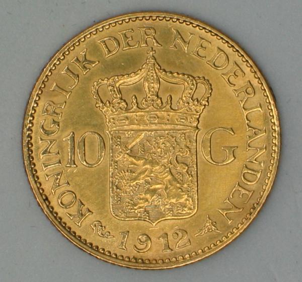 10 Gulden "Wilhelmina" 1912 Niederlande 900er Gold