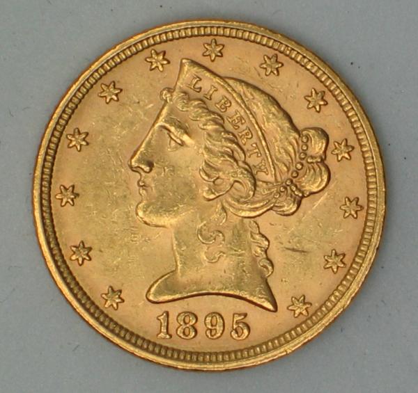 5$ US "Liberty Head" 1895 "Half Eagle" USA 900er Gold