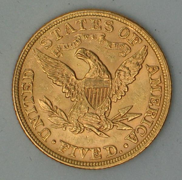 5$ US "Liberty Head" 1895 "Half Eagle" USA 900er Gold