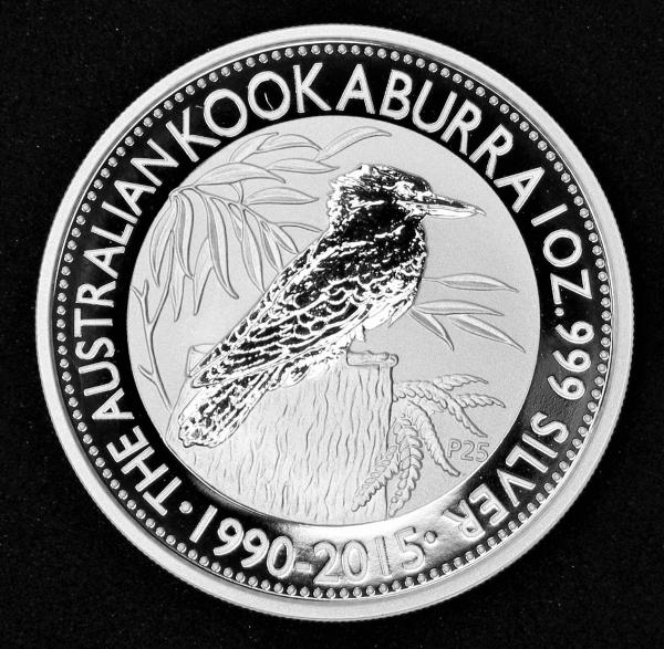 1 $ Kookaburra 2015 "Elisabeth II" Australien 1990-2015, 1 oz 999 Silber in Münzkapsel