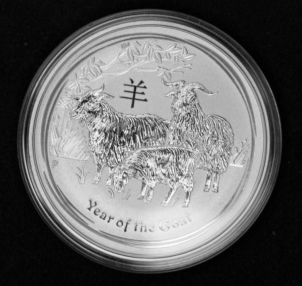 1oz "Year of the Goat" 2015, Australien, 1 Dollar, Feinsilber 999, Lunar II