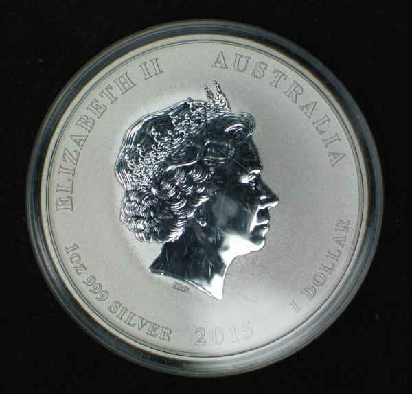 1oz "Year of the Goat" 2015, Australien, 1 Dollar, Feinsilber 999, Lunar II