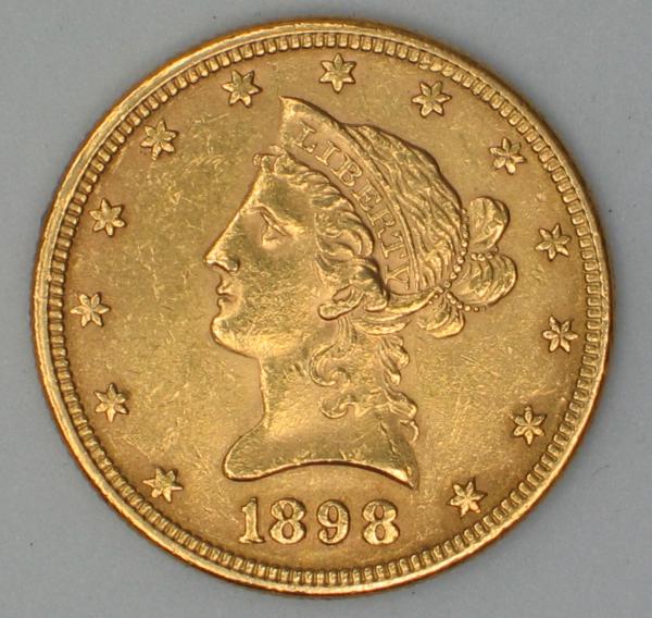 10$ US "Coronet Head" 1898 "Eagle" USA 900er Gold
