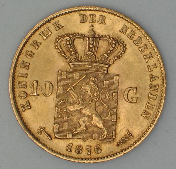 10 Gulden "Willem de Derde" 1876 Niederlande 900er Gold