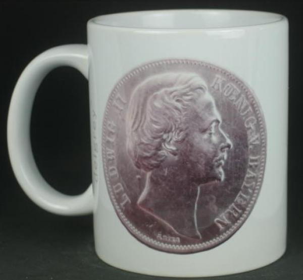 "Siegestaler" Kaffeebecher delgrey, 11 fl oz. Keramik weiß