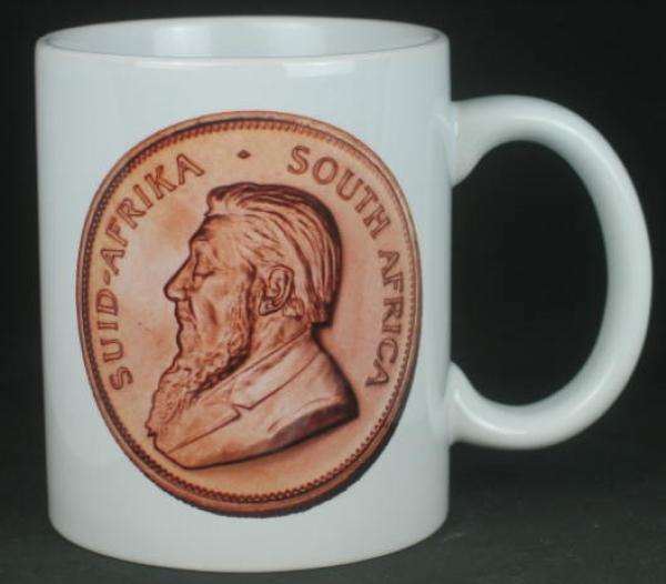 "Krügerrand" Kaffeebecher delgrey, 11 fl oz. Keramik weiß