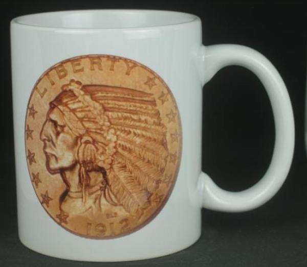 "Indian Head" Kaffeebecher delgrey, 11 fl oz. Keramik weiß