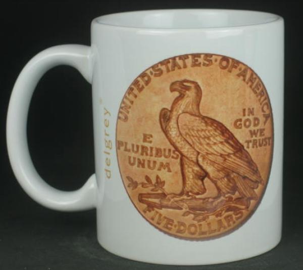 "Indian Head" Kaffeebecher delgrey, 11 fl oz. Keramik weiß