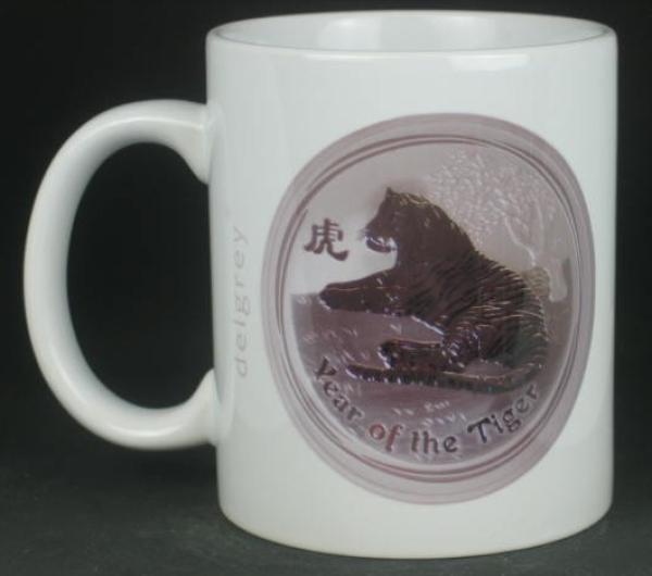 "Year of the Tiger" Kaffeebecher delgrey, 11 fl oz. Keramik weiß