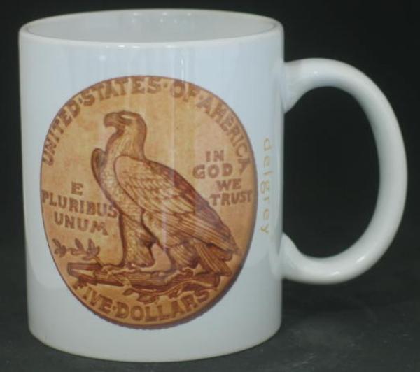 "Indian Head" Kaffeebecher delgrey, 11 fl oz. Keramik weiß -Form 2